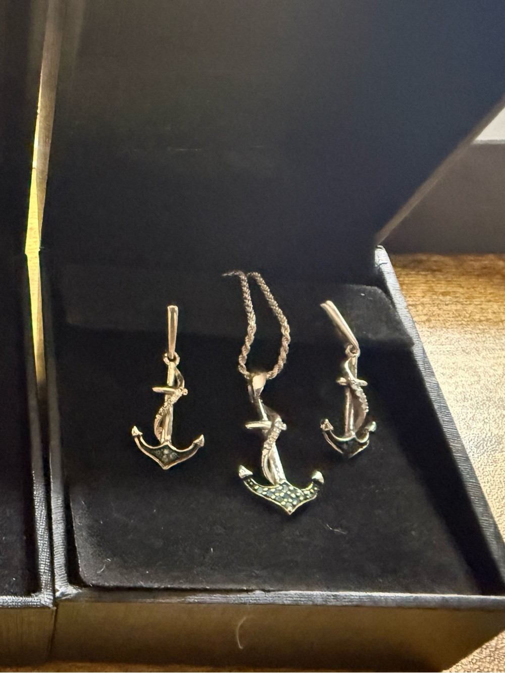 SET - 3pc Silver and Blue Anchor jewelry (Kay Jewelers)